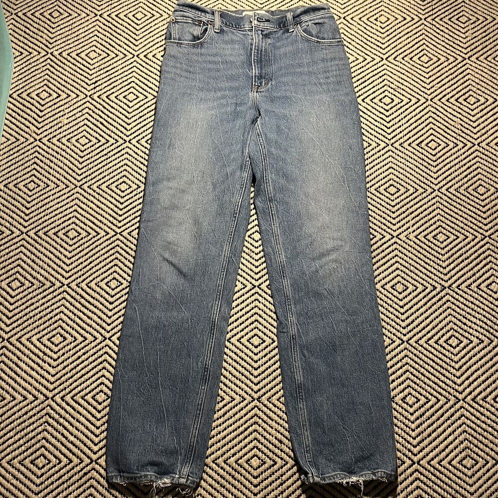 abercrombie fitch 90s straight ultra high rise distressed classic medium wash